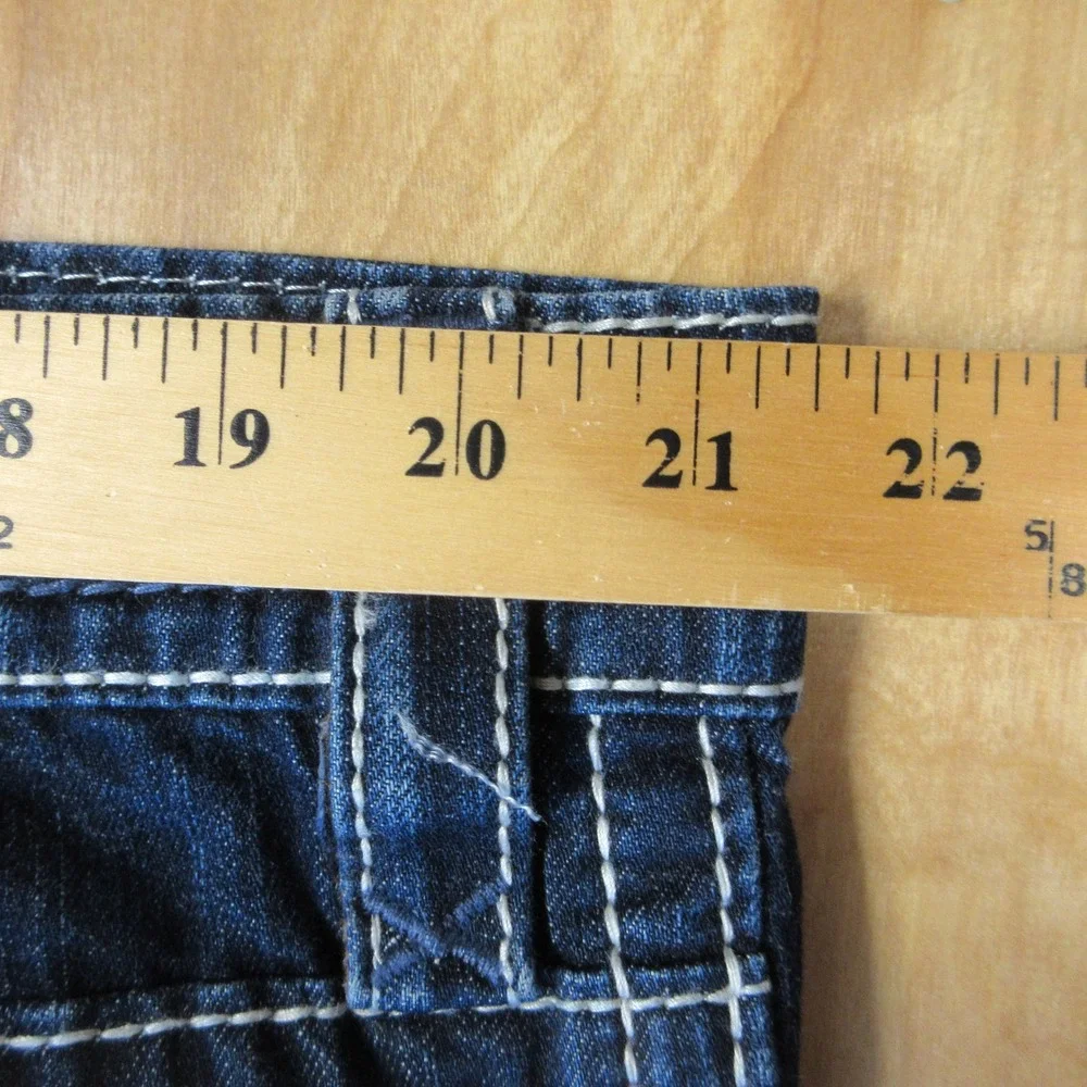 ROCK REVIVAL Mario Straight Leg Jeans 40 (42) X 33 Dark‎ Wash Denim Fleur-de-lis